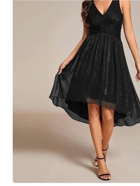 Ever Pretty Black V-Neck Hi-Low Evening Dress